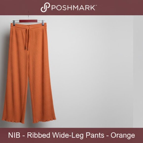 ✨ NWT Billabong | Orange Ribbed Wide-Leg Lounge Pants ✨ Large - Picture 2 of 6
